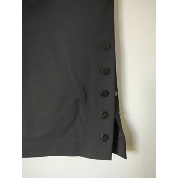 Calvin Klein Women's Size 10 Black Pencil Skirt Back Zipper 5 Snap Side Slit - Picture 2 of 8
